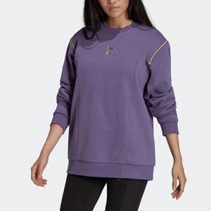 Adidas Original Crew Wonder‎ Sweatshirt Women's Medium Purple Gold Zipper Casual